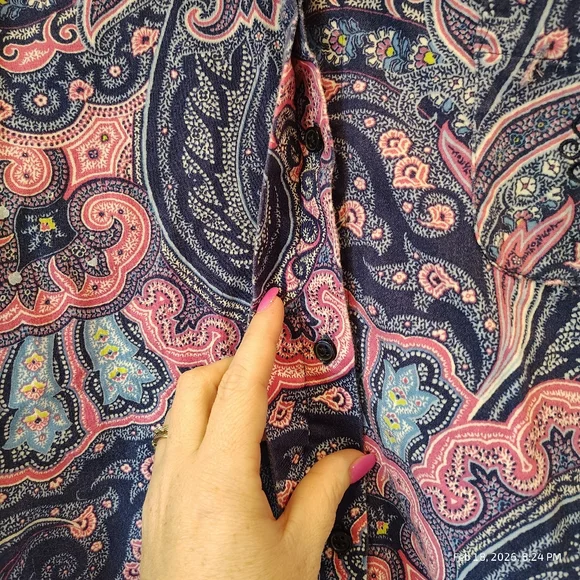 Lauren Ralph Lauren Womens LG Paisley Print Button Up Nightshirt 100% Cotton - Picture 3 of 6